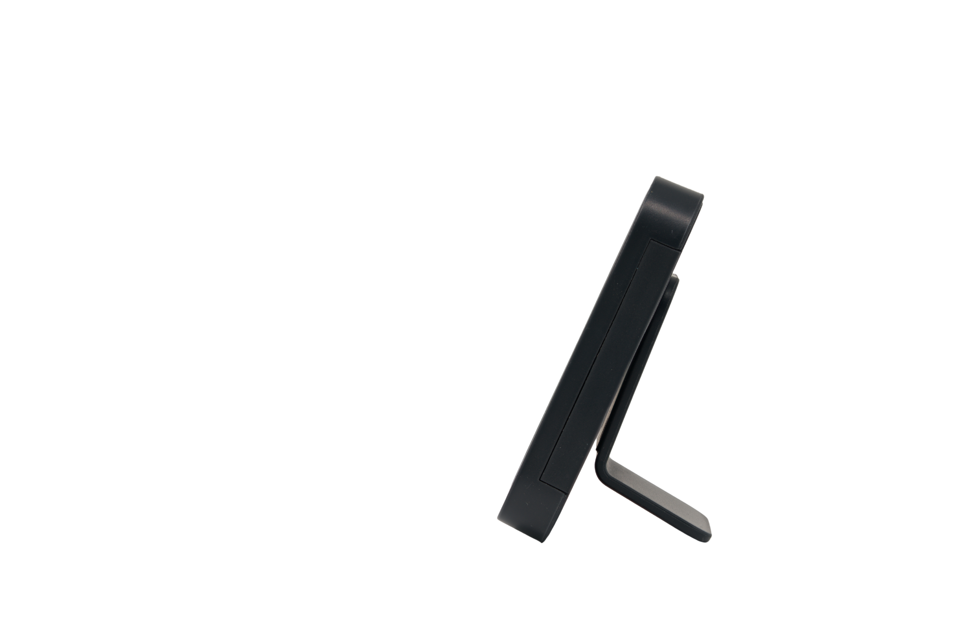 The Shelly USA Shelly BLU H&T Display ZB Black is shown from the side on a plain white background, standing on a surface with its support leg extended.