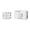 A white Ogemray SW40 Pbs smart switch device is shown next to its packaging box, which displays product information and branding. Both items are against a plain white background.