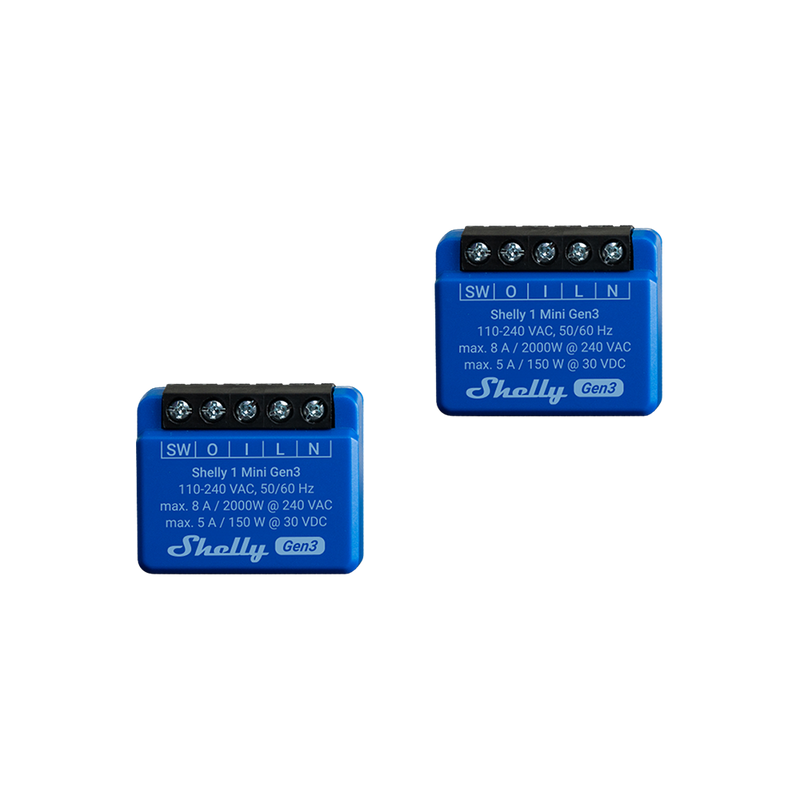 Shelly 1 Mini Gen3 x2 - Relay Switches - Shelly USA