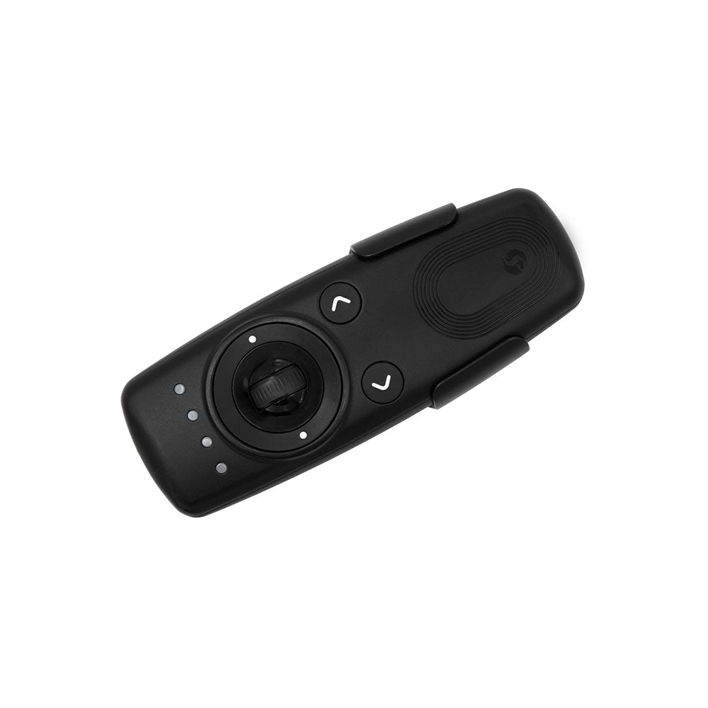 The Shelly USA Shelly BLU Remote Control ZB Black features a joystick, two arrow buttons, and a wavy textured area, shown against a white background.