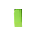 A bright green rectangular Shelly USA Shelly Dimmer Gen4, made of plastic, shown from the side against a plain white background.