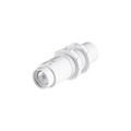 The Shelly BLU Distance by Shelly USA, a white cylindrical device with ridges and circular sections resembling a connector or coupling, is displayed against a plain light background.