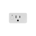 The Shelly Plug US Gen4 White is a smart plug with a single three-prong socket and small square power button, designed for easy home automation, shown against a plain white background.