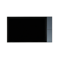 The Shelly Wall Display XL Grey, a rectangular smart home control panel in black and gray with a large dark glass screen on the left, is shown against a plain white background.
