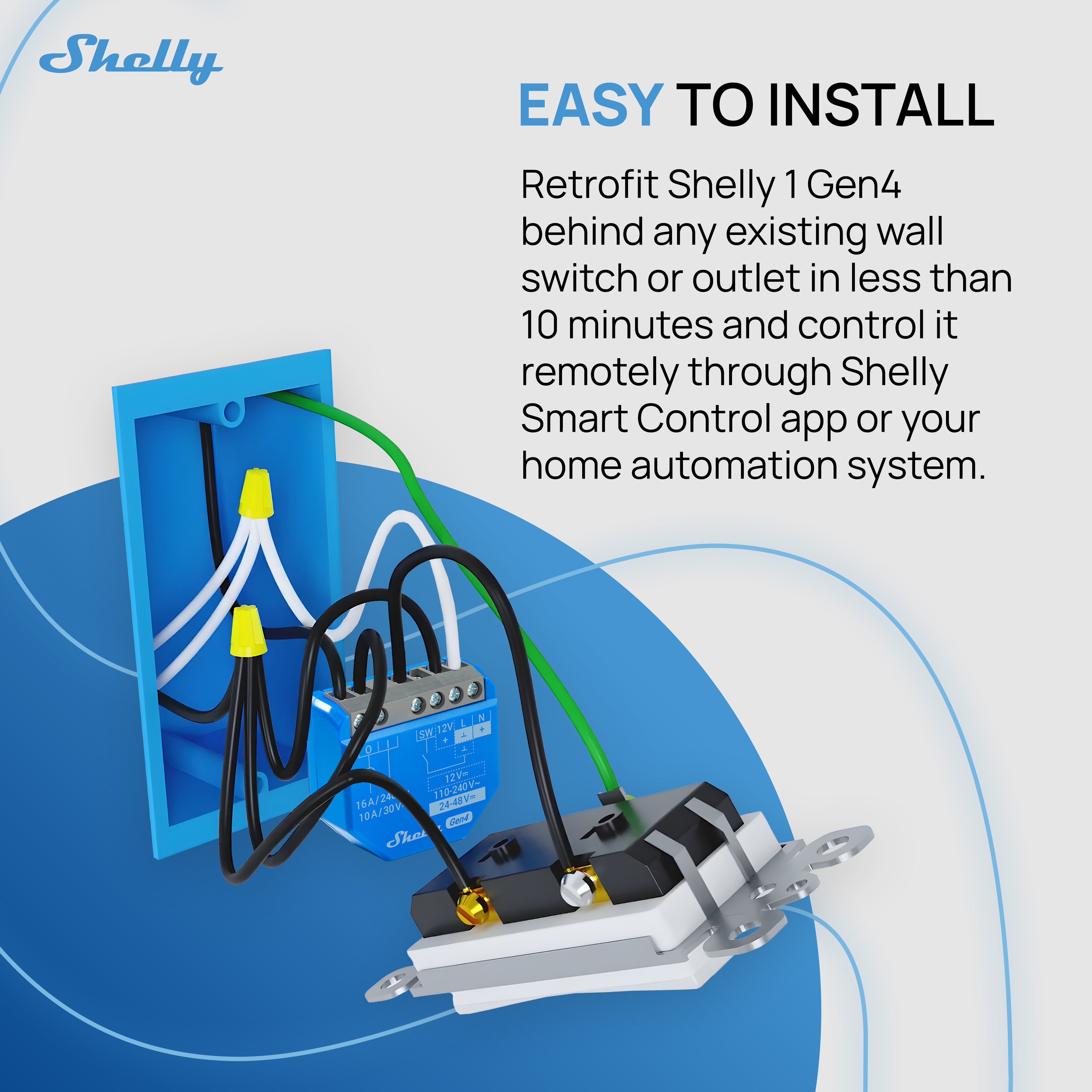Shelly 1 Gen4 — 16A Dry-Contact Smart Switch (Wi-Fi, Matter