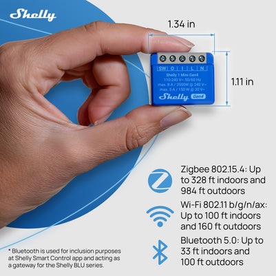 Shelly 1 Mini Gen4 — 8A Dry-Contact Multiprotocol Smart Relay ...