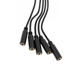 Five Shelly USA Splitter 1 to 5-3.5 mm Jack (Shelly Pill) cables with black female jacks are bundled together and fanned out against a white background.